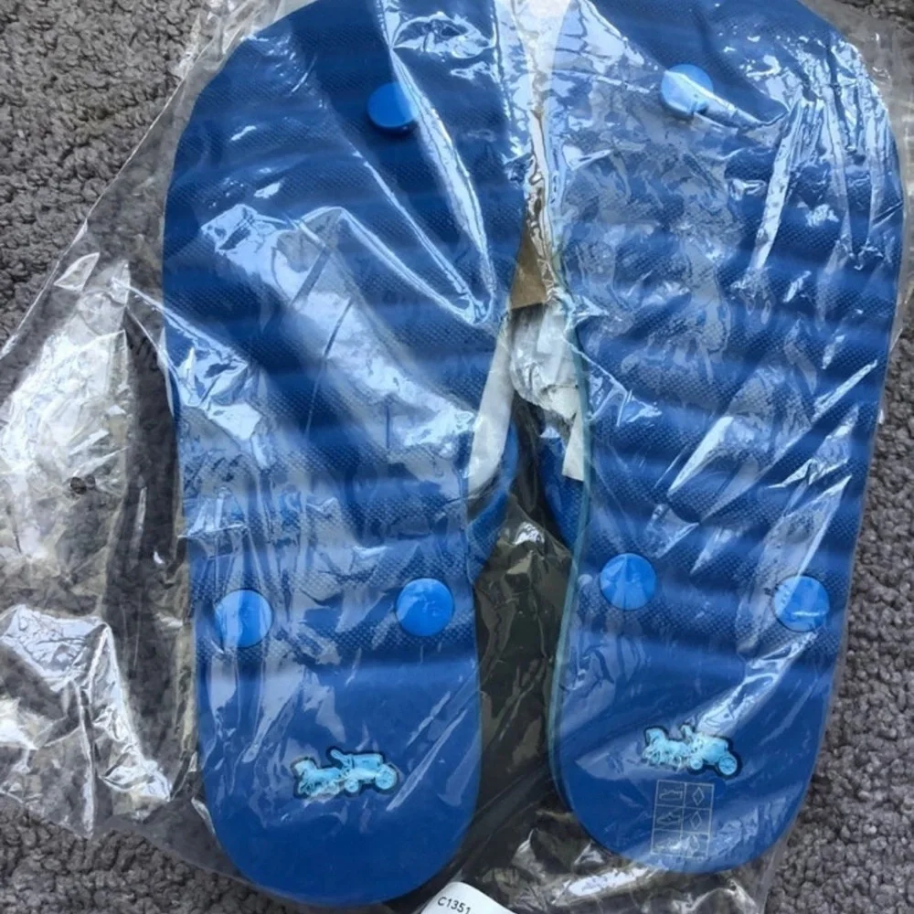 Coach Blue and Yellow Flip Flops - Picture 4 of 4